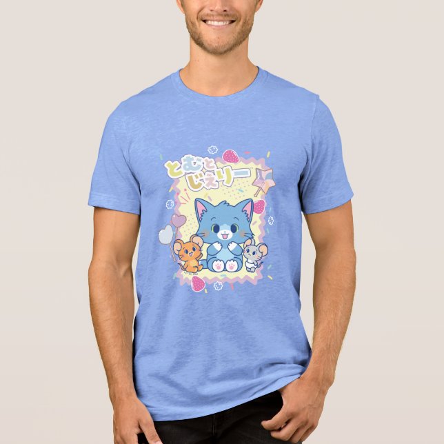 Anime Tom and Jerry Strawberry Fun Tri-Blend Shirt (Front)