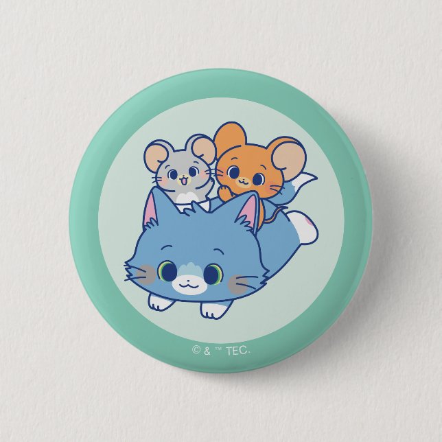 Anime Tom, Jerry, and Tuffy 6 Cm Round Badge (Front)
