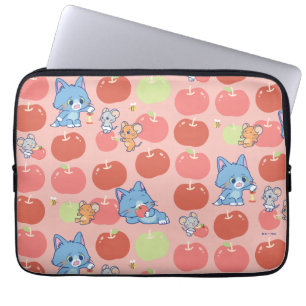 Anime Tom, Jerry, and Tuffy Apple Pattern Laptop Sleeve