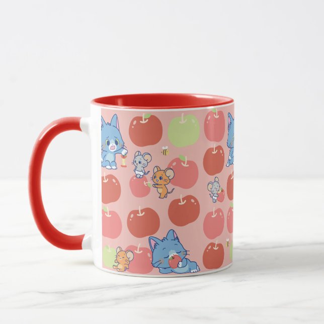 Anime Tom, Jerry, and Tuffy Apple Pattern Mug (Left)