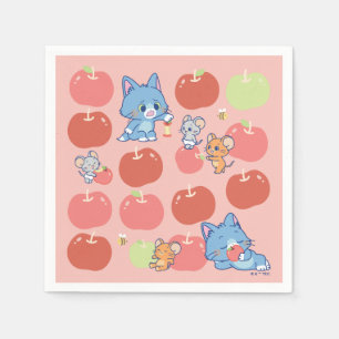 Anime Tom, Jerry, and Tuffy Apple Pattern Napkin