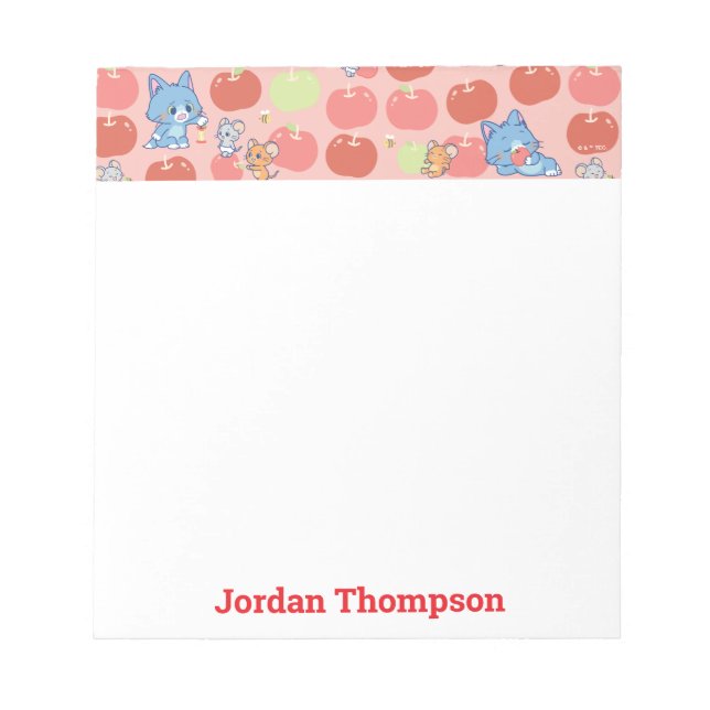 Anime Tom, Jerry, and Tuffy Apple Pattern Notepad (Front)