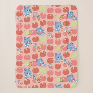 Anime Tom, Jerry, and Tuffy Apple Pattern Sherpa Blanket