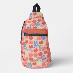 Anime Tom, Jerry, and Tuffy Apple Pattern Sling Bag