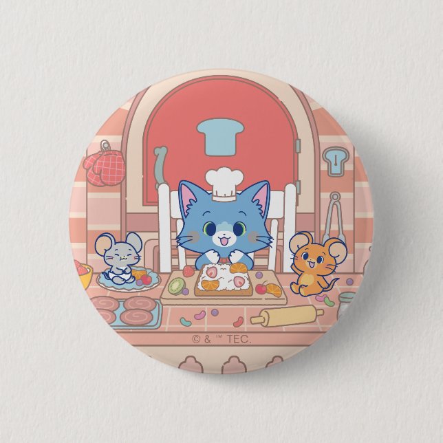 Anime Tom, Jerry, and Tuffy Bakery 6 Cm Round Badge (Front)