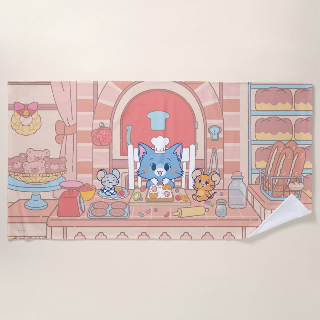 Anime Tom, Jerry, and Tuffy Bakery Beach Towel (Front)