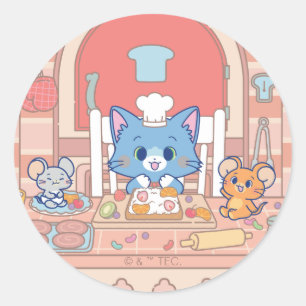 Anime Tom, Jerry, and Tuffy Bakery Classic Round Sticker