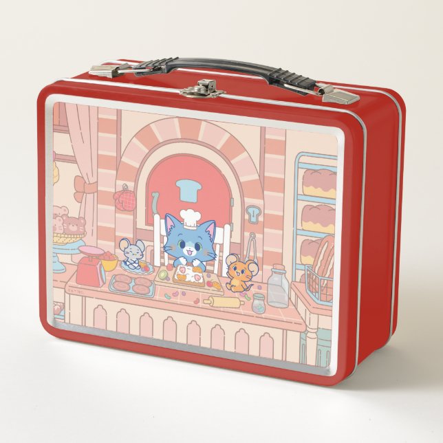Anime Tom, Jerry, and Tuffy Bakery Metal Lunch Box (Front)