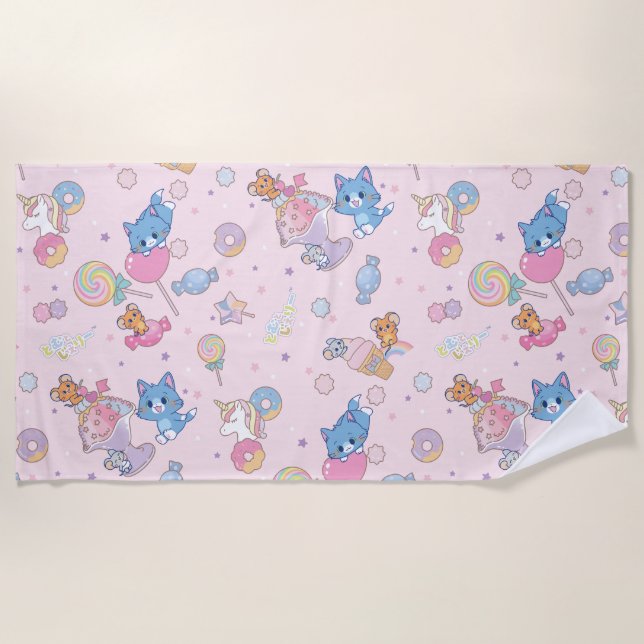 Anime Tom, Jerry, and Tuffy Candyland Pattern Beach Towel (Front)