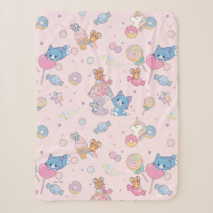 Anime Tom, Jerry, and Tuffy Candyland Pattern Sherpa Blanket