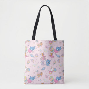 Anime Tom, Jerry, and Tuffy Candyland Pattern Tote Bag