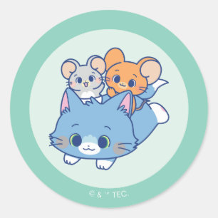 Anime Tom, Jerry, and Tuffy Classic Round Sticker