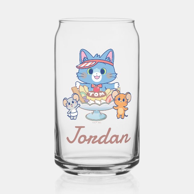 Anime Tom, Jerry, and Tuffy Dessert Parlour Can Glass (Front)