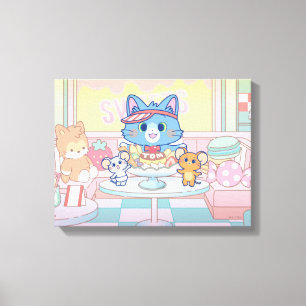 Anime Tom, Jerry, and Tuffy Dessert Parlour Canvas Print
