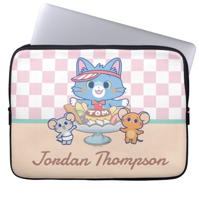 Anime Tom, Jerry, and Tuffy Dessert Parlour Laptop Sleeve (Front)