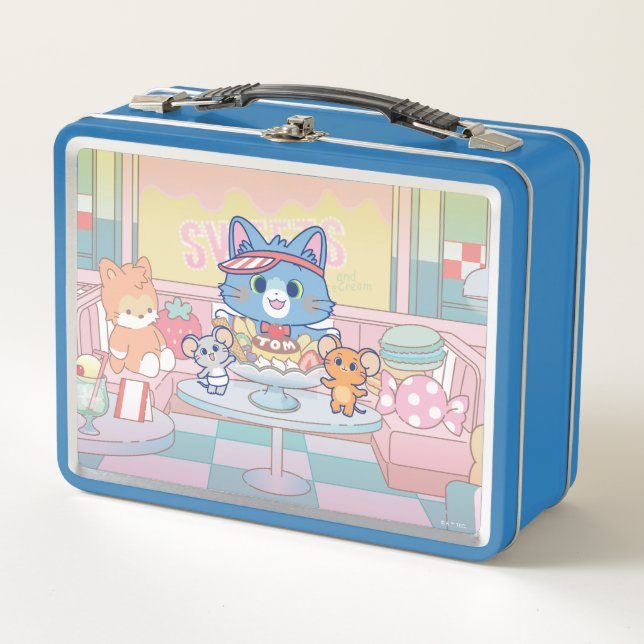 Anime Tom, Jerry, and Tuffy Dessert Parlour Metal Lunch Box (Front)