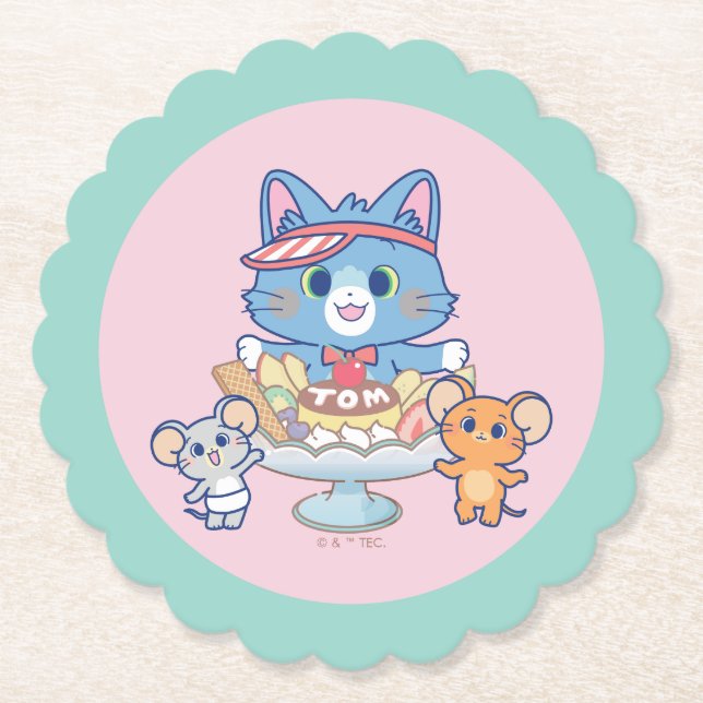 Anime Tom, Jerry, and Tuffy Dessert Parlour Paper Coaster (Front)
