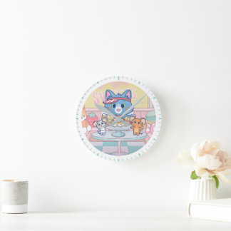 Anime Tom, Jerry, and Tuffy Dessert Parlour Round Clock