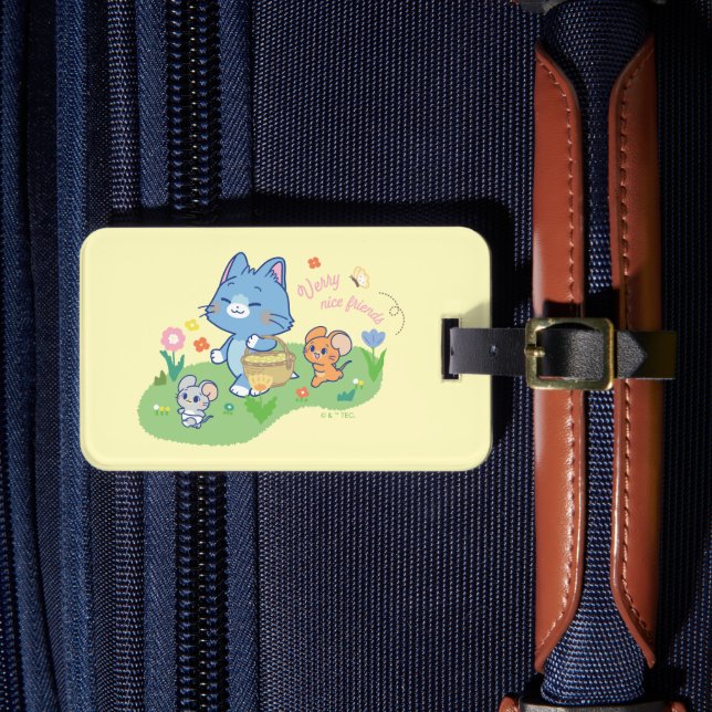 Anime Tom, Jerry, and Tuffy Picnic Luggage Tag (Front Insitu 4)