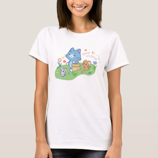 Anime Tom, Jerry, and Tuffy Picnic T-Shirt (Front)