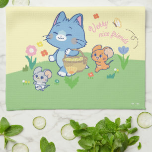 Anime Tom, Jerry, and Tuffy Picnic Tea Towel