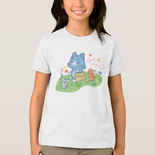 Anime Tom, Jerry, and Tuffy Picnic Tri-Blend Shirt
