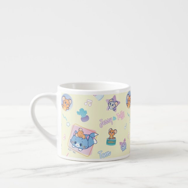 Anime Tom, Jerry, and Tuffy Playtime Pattern Espresso Cup (Left)