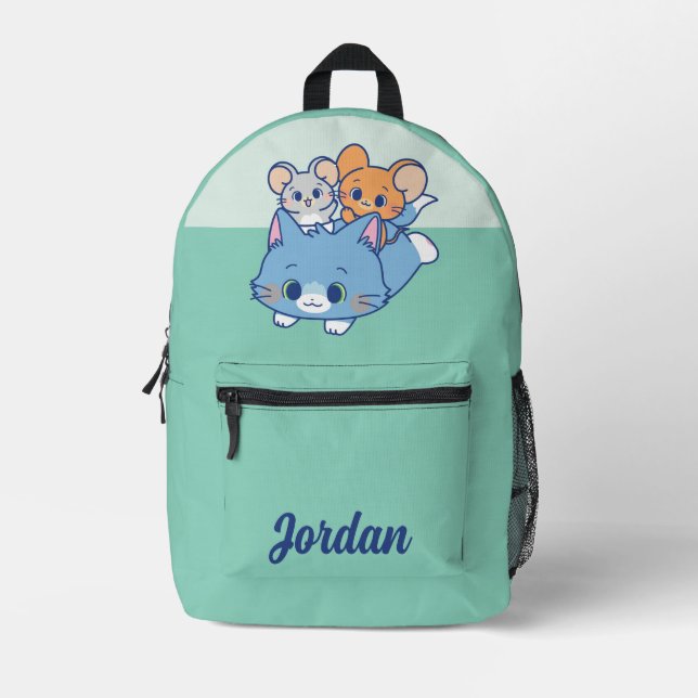Anime Tom, Jerry, and Tuffy Printed Backpack (Front)