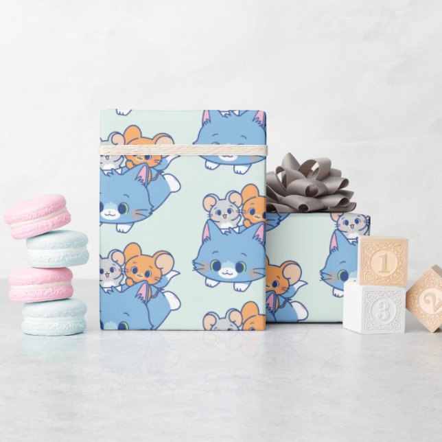 Anime Tom, Jerry, and Tuffy Wrapping Paper (Baby Shower)