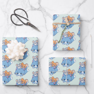 Anime Tom, Jerry, and Tuffy Wrapping Paper Sheet