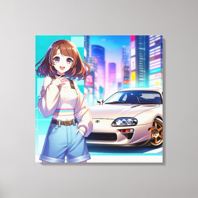 Anime Toyota Supra Canvas Print (Front)