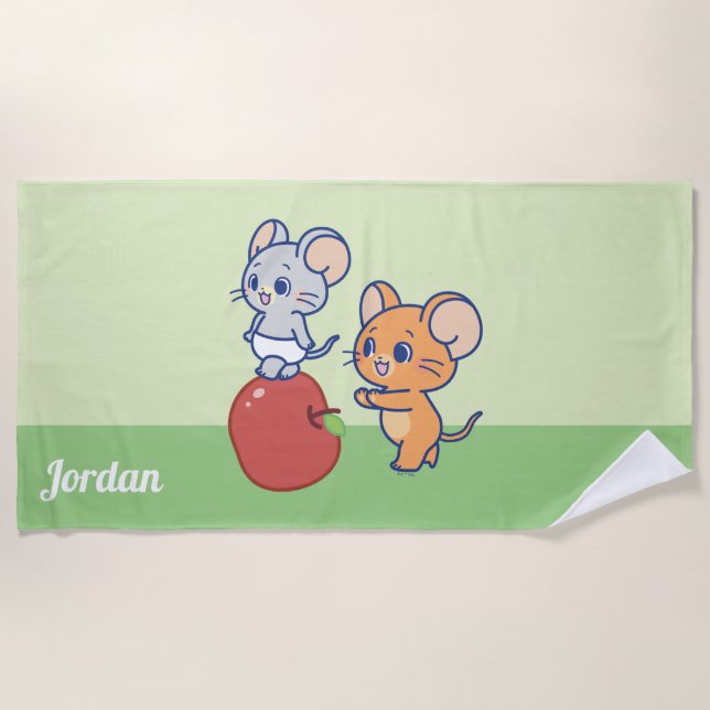 Anime Tuffy and Jerry Apple Rolling Beach Towel (Front)