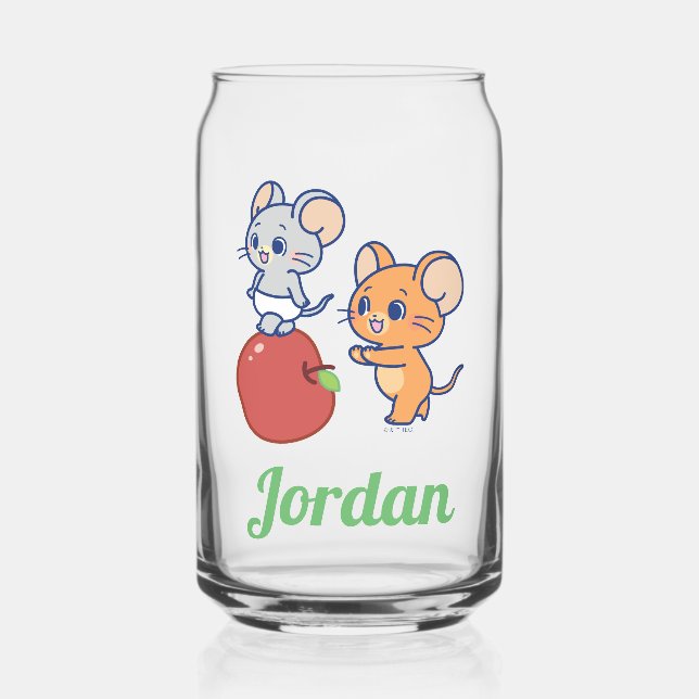 Anime Tuffy and Jerry Apple Rolling Can Glass (Front)