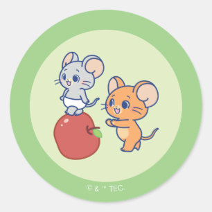 Anime Tuffy and Jerry Apple Rolling Classic Round Sticker