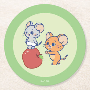 Anime Tuffy and Jerry Apple Rolling Round Paper Coaster