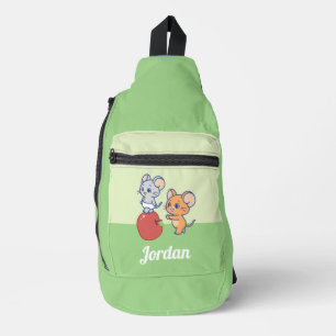 Anime Tuffy and Jerry Apple Rolling Sling Bag