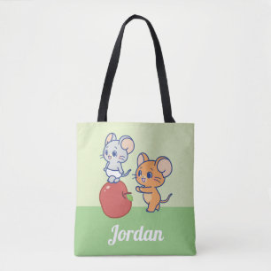 Anime Tuffy and Jerry Apple Rolling Tote Bag