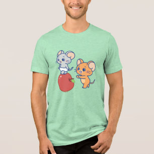 Anime Tuffy and Jerry Apple Rolling Tri-Blend Shirt