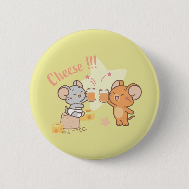 Anime Tuffy and Jerry Cheers to Cheese 6 Cm Round Badge (Front)