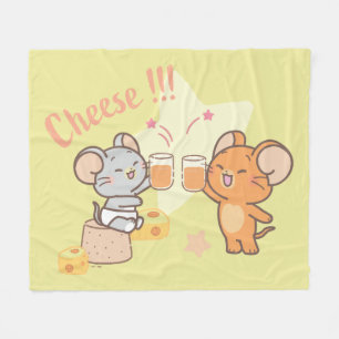 Anime Tuffy and Jerry Cheers to Cheese Fleece Blanket