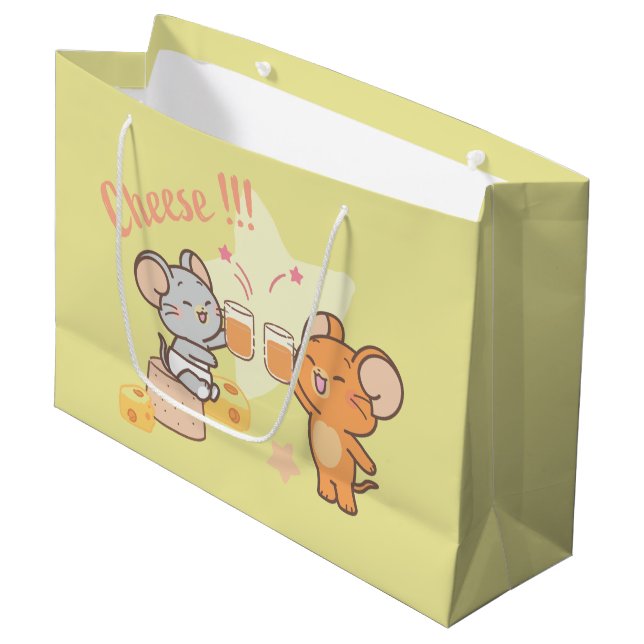 Anime Tuffy and Jerry Cheers to Cheese Large Gift Bag (Front Angled)