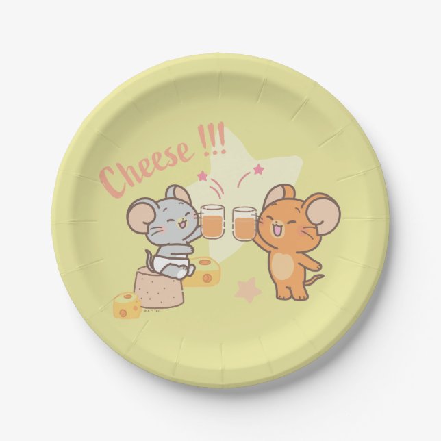 Anime Tuffy and Jerry Cheers to Cheese Paper Plate (Front)