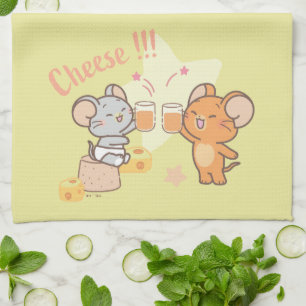 Anime Tuffy and Jerry Cheers to Cheese Tea Towel