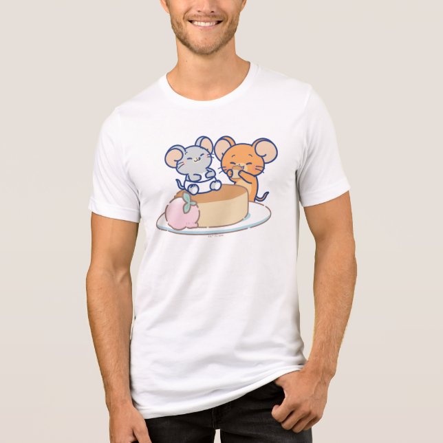 Anime Tuffy and Jerry Cheesecake Tri-Blend Shirt (Front)