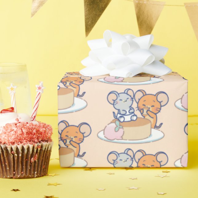 Anime Tuffy and Jerry Cheesecake Wrapping Paper (Birthday Party)