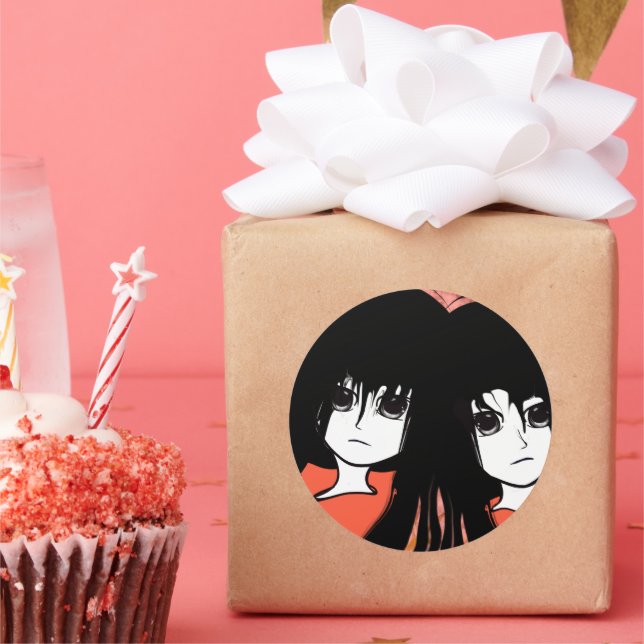 Anime Twins Classic Round Sticker (Party)