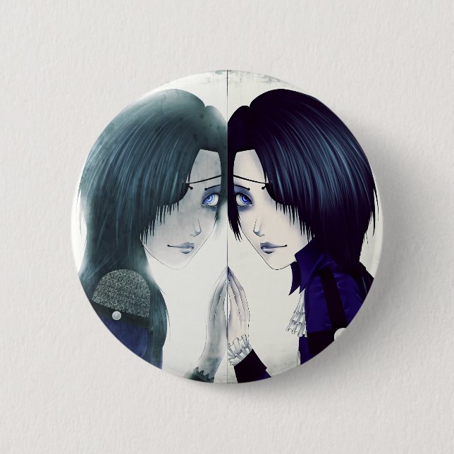 Anime twins missing each other button (Front)
