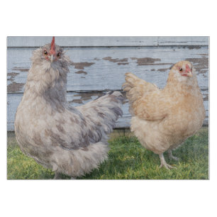 Anime Two Chickens Farmhouse Cutting Board