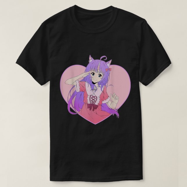 Anime Unicorn Girl Valentine's Day Kawaii Love Hea T-Shirt (Design Front)