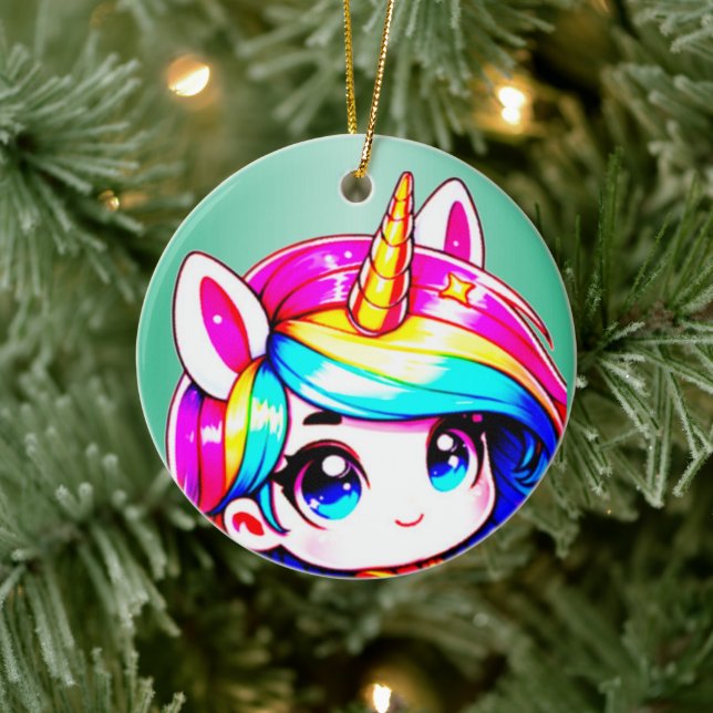 Anime Unicorn Kids Ceramic Tree Decoration (Tree)
